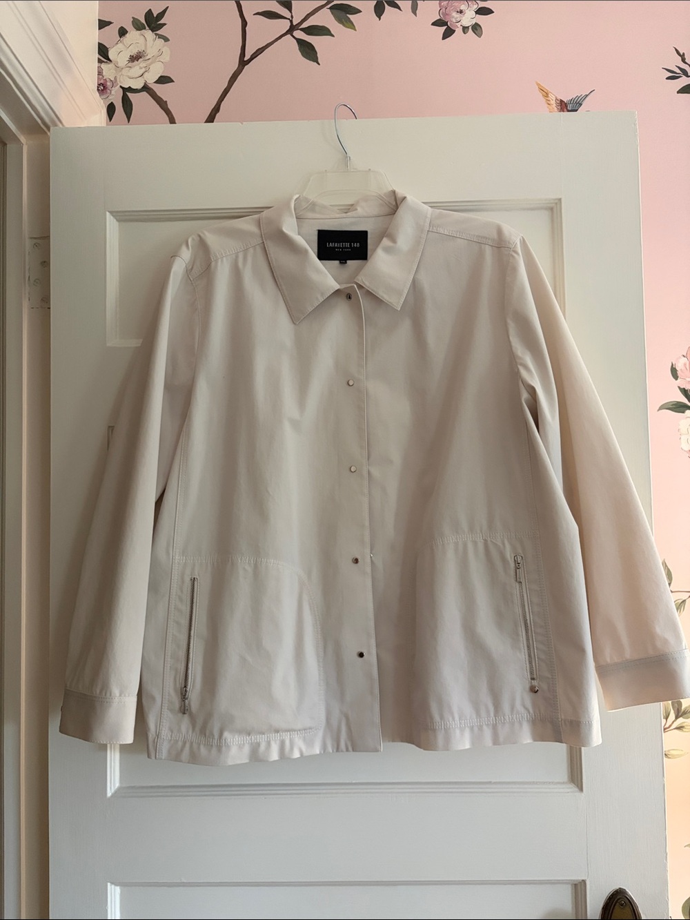 Lafayette 148 New York Light Beige Snap-Front Utility Jacket